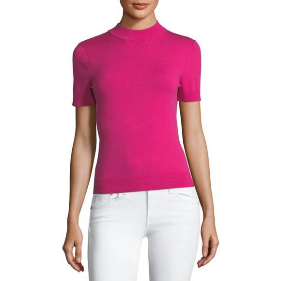 NEW MILLY women mock neck top in raspberry - Picture 1 of 1